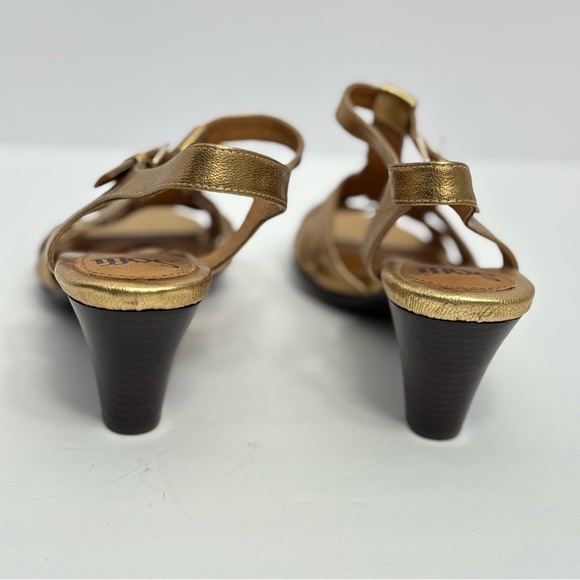 Sofft Leather Gold Metallic Comfort High Heels M Slingback Sandals 8M Dress Shoe - Picture 4 of 13